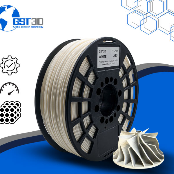 ABS White 1KG - 3D Printer Filament - GST3D